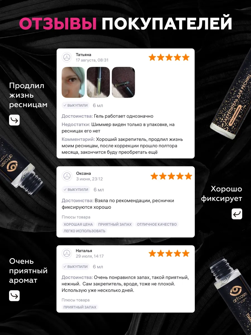 Закрепитель-гель для нарощенных ресниц с шиммером, 6 мл