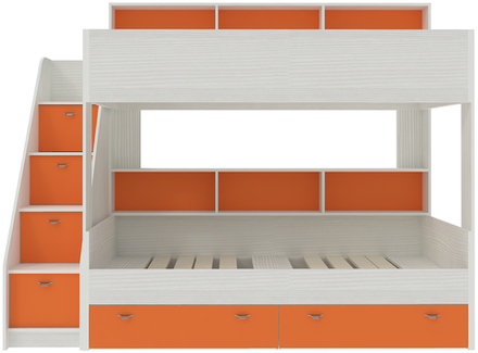 Двухъярусная кровать КарИВи Голден Кидс 10 Белое Дерево Оранжевый