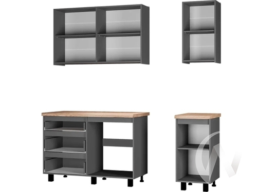 Кухня Асти 1;6 (графит/дуб кера)