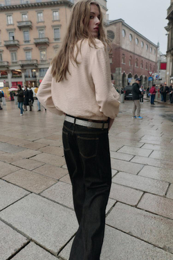 ZARA ТОП-БАЛЛОН С КОНТРАСТНОЙ ОТДЕЛКОЙ, ЭКРЮ