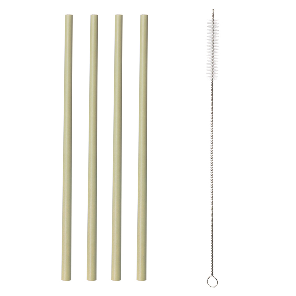 Набор из 4 соломинок из бамбука и щеточки colour