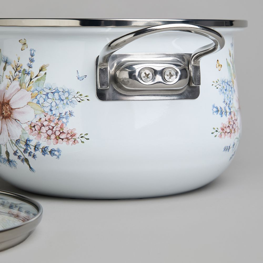 НАБОР КАСТРЮЛЬ AGNESS ЭМАЛИРОВАННЫХ СЕРИЯ "ДВОРЦОВЫЙ ПАРК", 6ПР. 2,0/2,8/3,6Л,18Х11/20Х12/22Х13СМ