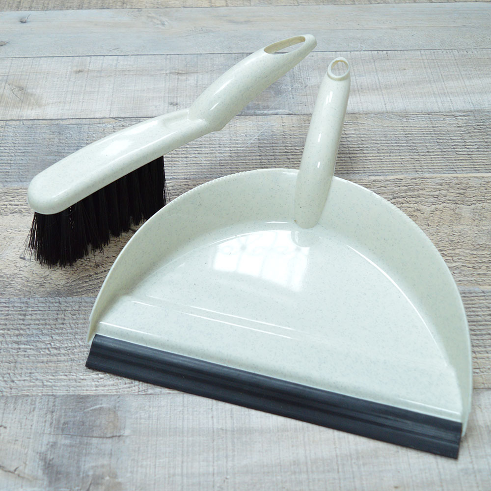 Щетка-сметка "Malta" с совком с совком с кромкой (бежевый флэк)