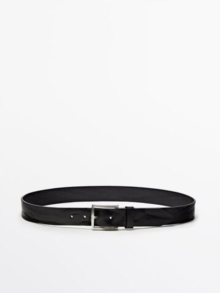 Massimo Dutti Кожаный ремень с эффектом потертости, коричневый
