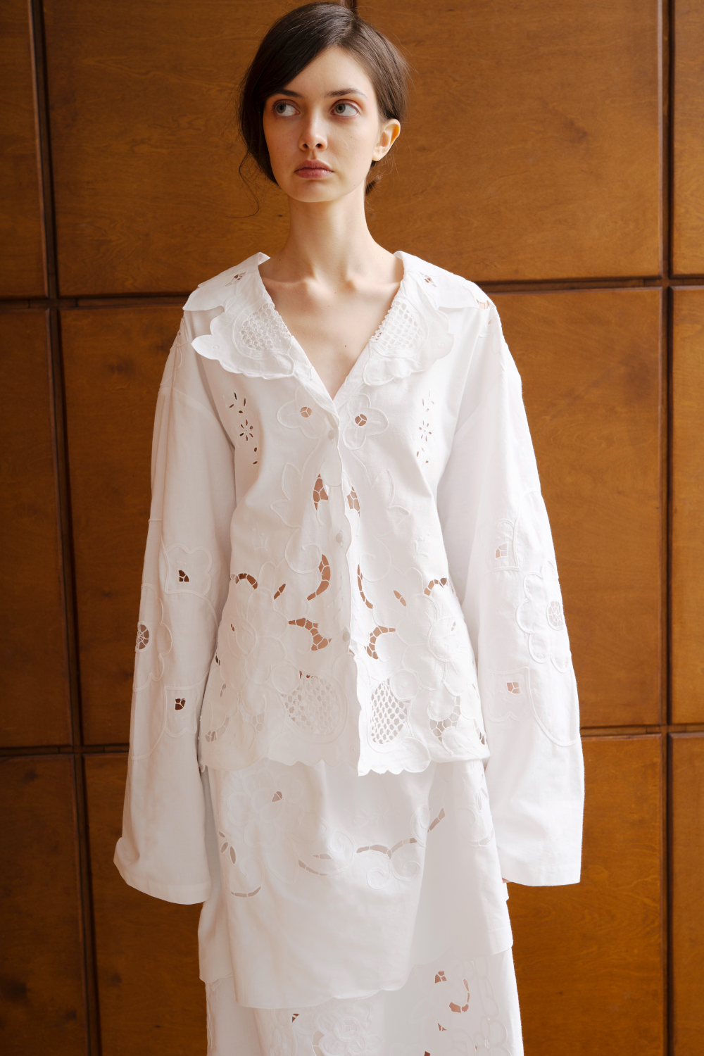 Рубашка с вставками кроше