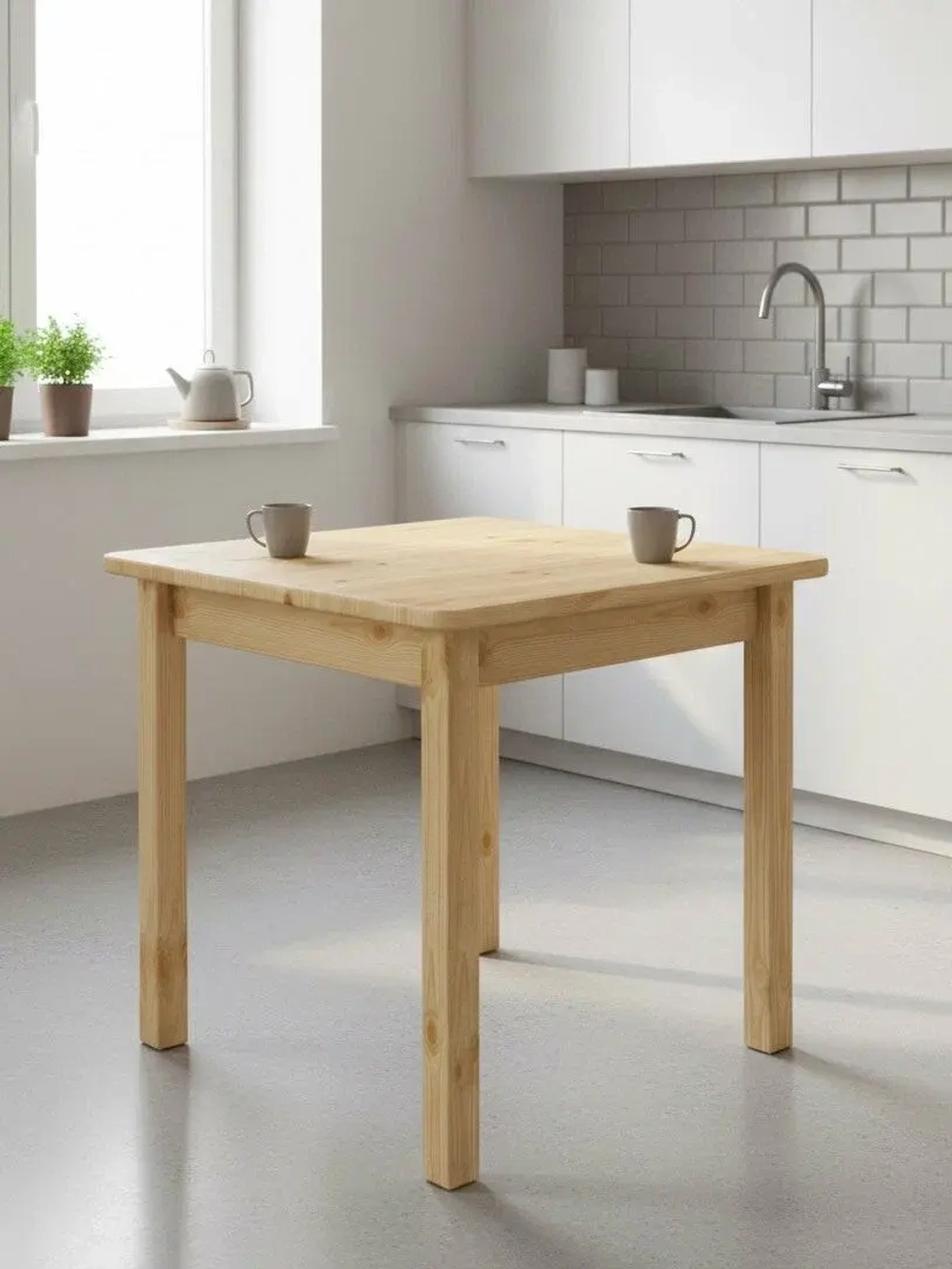 Стол обеденный 800 х 800 сосна, бесцветный лак