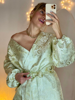 Платье вечернее с поясом ( сливочно-серебряное )