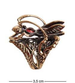 AM-2681 Кольцо «Сверчок» (латунь, янтарь)