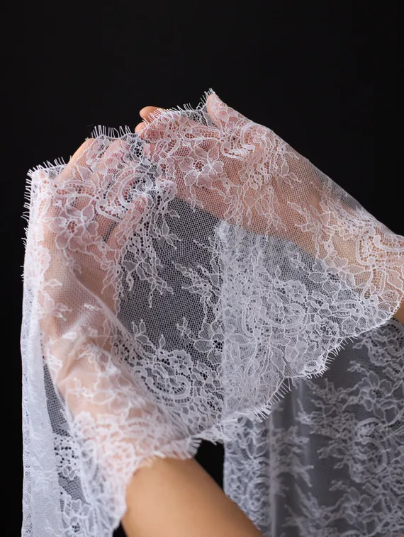 01-53 ОПТ Кружево шантильи 23 см, белый 001