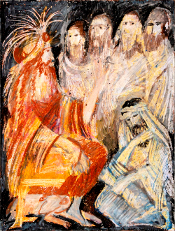 Гигошвили И. А. Авессалом и советы Хусия. (2 Цар. 16) Бумага, масляная пастель. 2020.