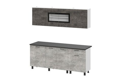 Кухонный гарнитур КГ-9 (2,0м) Цемент тёмный/Цемент светлый