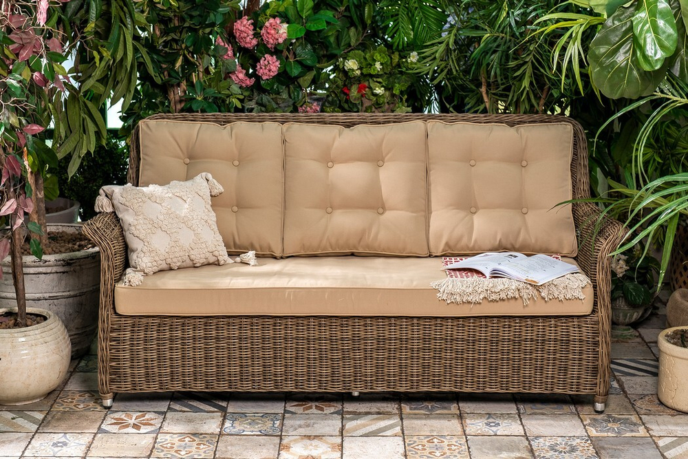 Диван садовый плетеный из искусственного ротанга OPAL 3-х местный