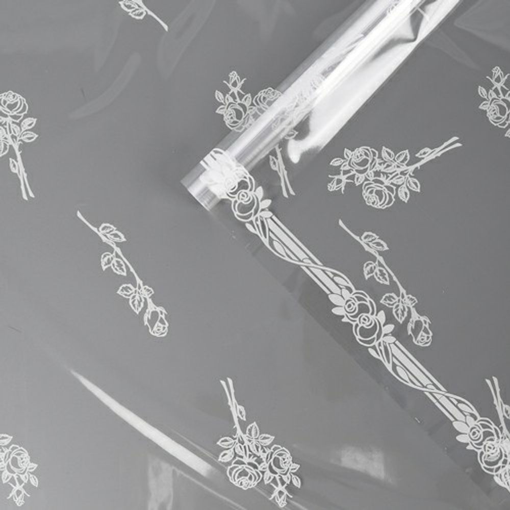 Пленка прозрачная "Роза+кайма" Белый 70см*200гр