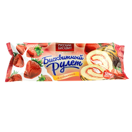 Рулет Русский Бисквит со вкусом клубники 300 гр