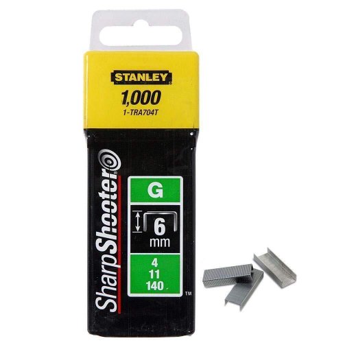 Скобы для степлера STANLEY HEAVY DUTY тип ''G'' 6мм*1000шт  1-TRA704T