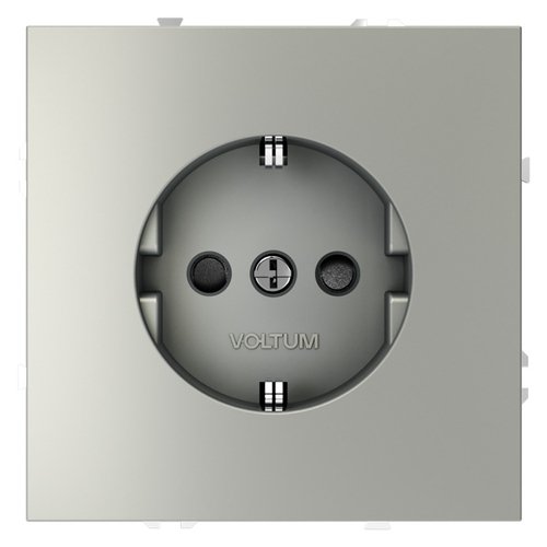 Розетка встраиваемая VOLTUM S70 с заземлением и защитными шторками, 16А, (сталь)