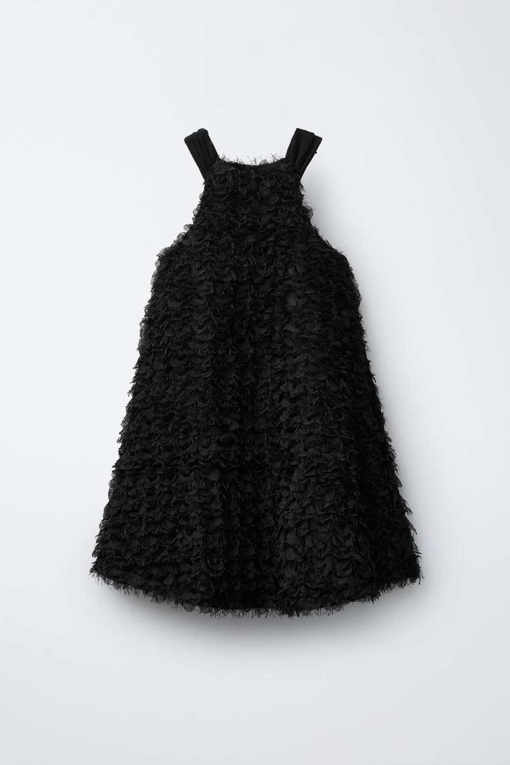 ZARA КОНТРАСТНОЕ ПЛАТЬЕ БЕЗ РУКАВОВ, ЧЕРНЫЙ