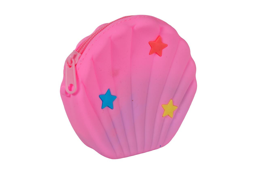 Кошелек "Ракушка" с прицепом, 13*12*4 см, силикон, разноцветный принт микс