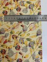 Шифон принт, silk, листья желтые/зеленые на светло-желтом RH D7C3