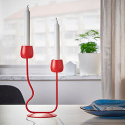 IKEA SILVERPÄRON  (ИКЕА СИЛВЕРПÄРОН)  -  Подсвечник, ярко-красный, 29 см