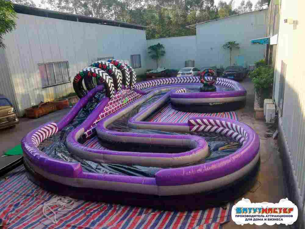 Надувная трасса «Мягкие гонки» безопасная, 16×8×3 м