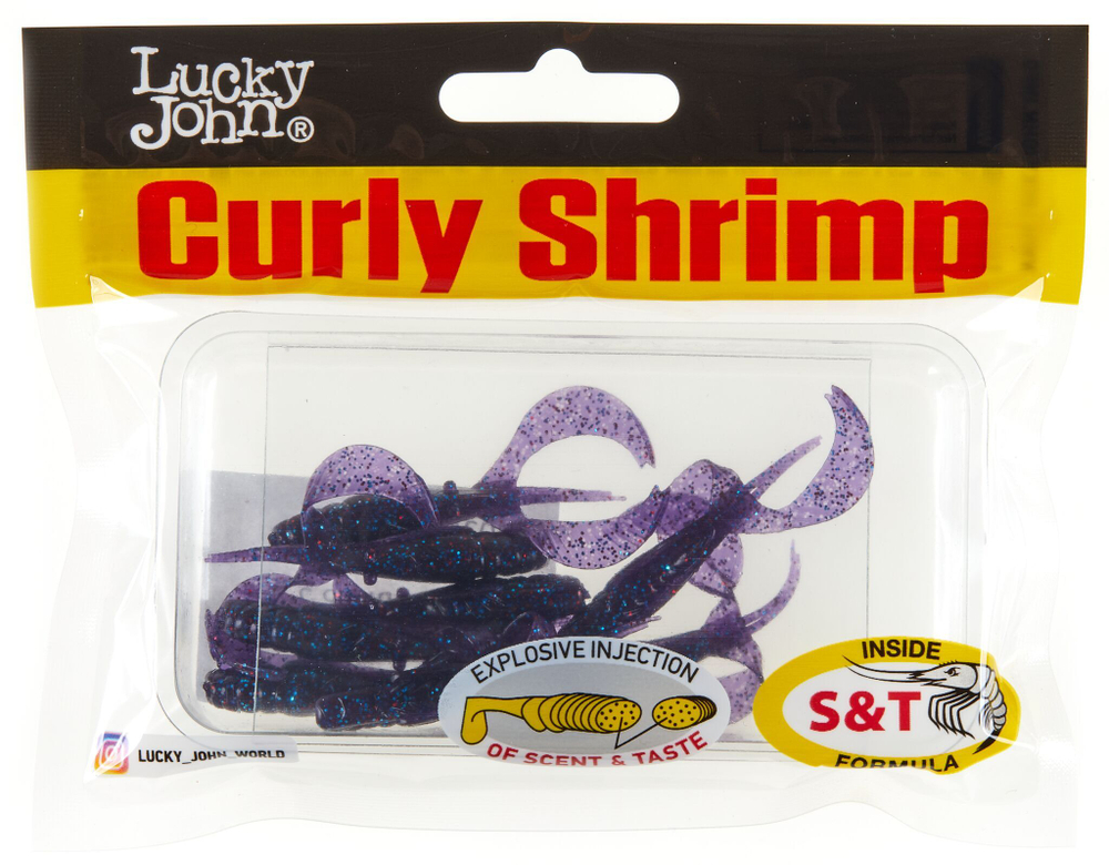 Мягкая приманка Lucky John Curly Shrimp 2in (50 мм), цвет S63, 10 шт.