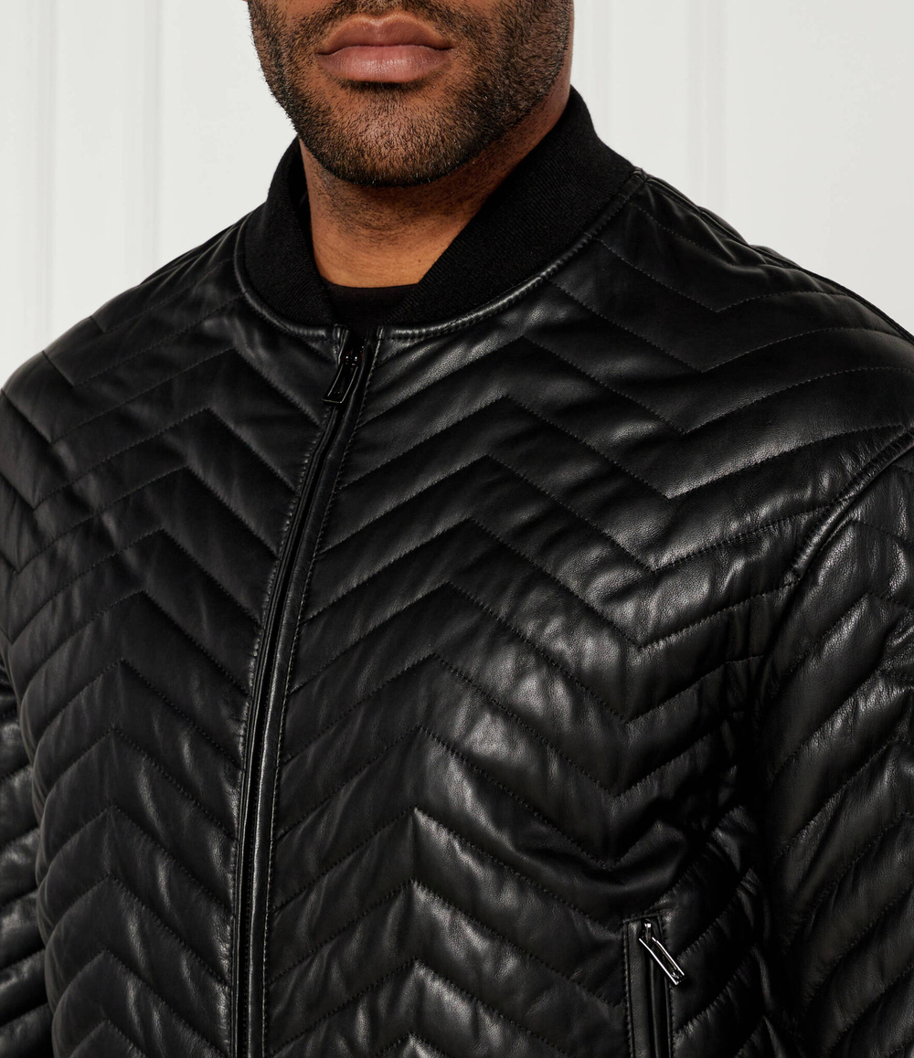 Кожаная куртка бомбер Emporio Armani - черный(EM000116 AF10446)