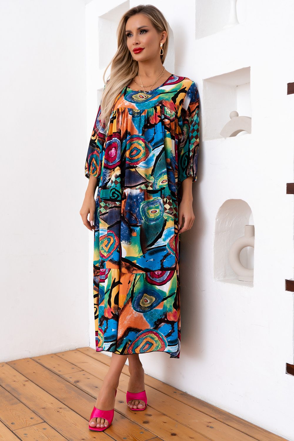 Платье Серенада (абстракция/яркий) Р11-1044/8 Nikol (Акция)