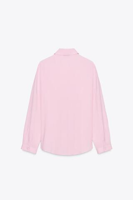 ZARA РУБАШКА СТРУЯЩЕГОСЯ КРОЯ ИЗ МЯГКОЙ ТКАНИ, ПАСТЕЛЬНО-РОЗОВЫЙ