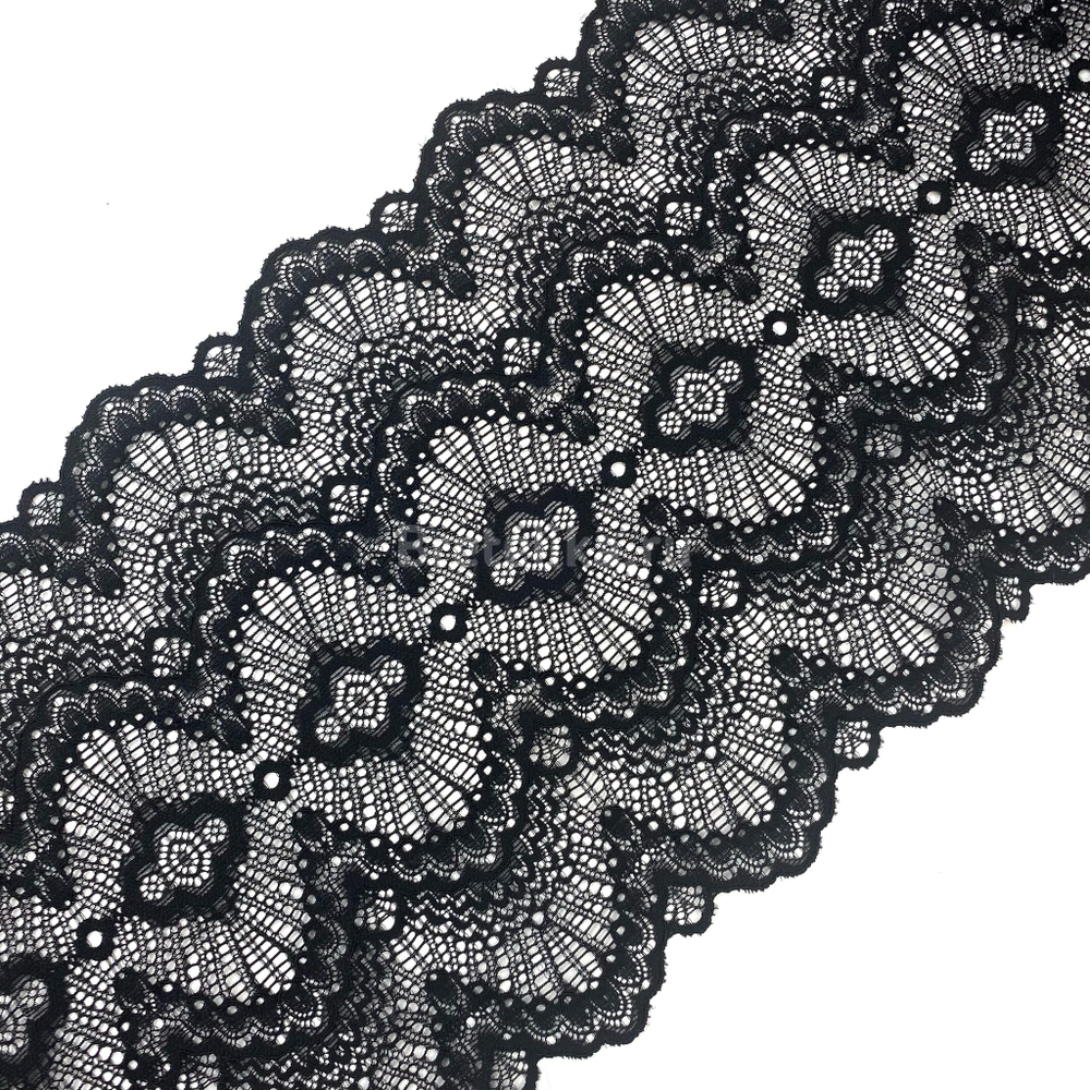 Кружево эластичное черное 20 см