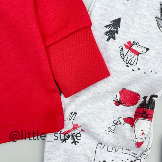 Пижама хлопковая "Дед Мороз и автомобили" красная