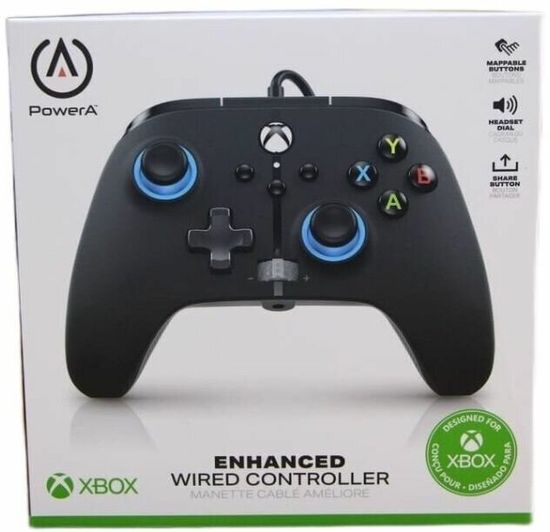 Геймпад проводной PowerA "Black" (Черный) Enhanced Blue Hint Wired Controller for Xbox Series X/S (1518817-02) (Xbox One/Series X/S/PC)