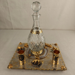 Набор водочный с графином на агате "Охотник"