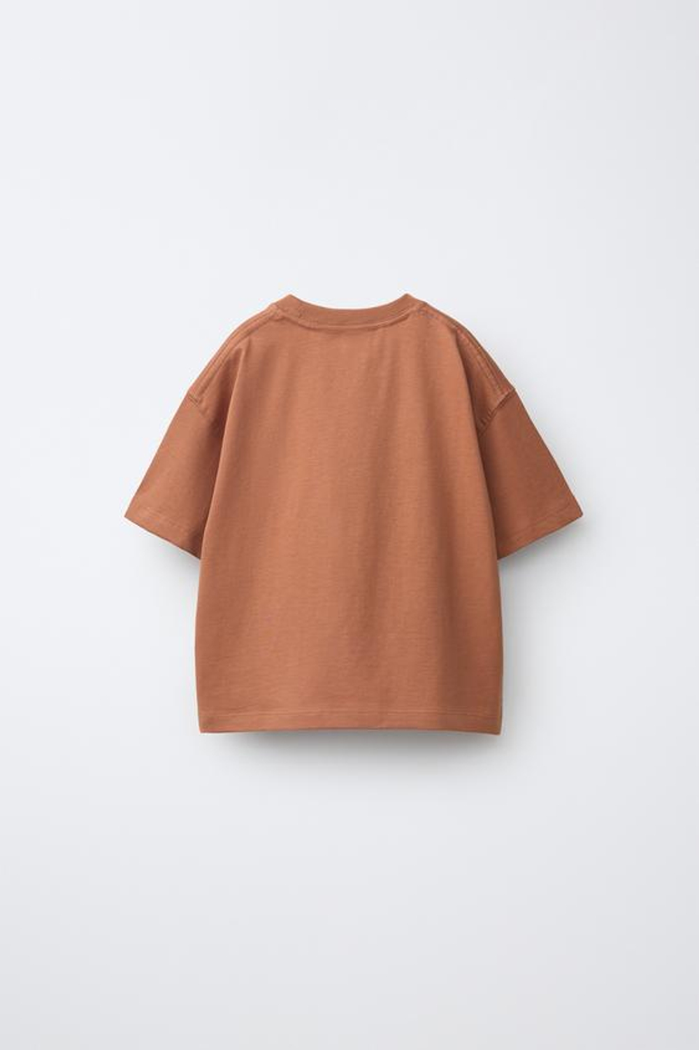 ZARA ФУТБОЛКА С ВЫШИВКОЙ, СВЕТЛО-КОРИЧНЕВЫЙ