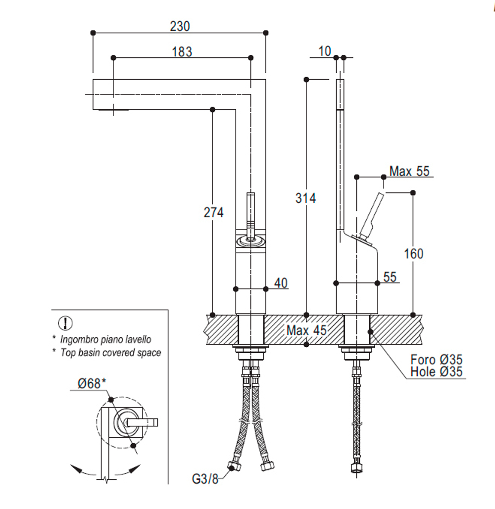 Смеситель для кухни Ritmonio Zenit с поворотным корпусом, хром E0CU100CRL