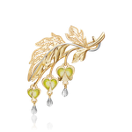 Брошь «Дицентра» из лимонного золота с эмалью