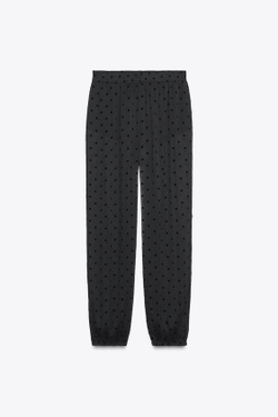 ZARA БРЮКИ-ШАРОВАРЫ В ГОРОШЕК, ЧЕРНЫЙ