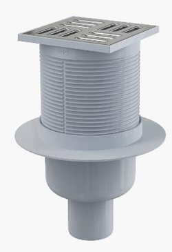 Сливной трап APV32 105 × 105/50, подводка – прямая, решетка – нержавеющая сталь, гидрозатвор – комби