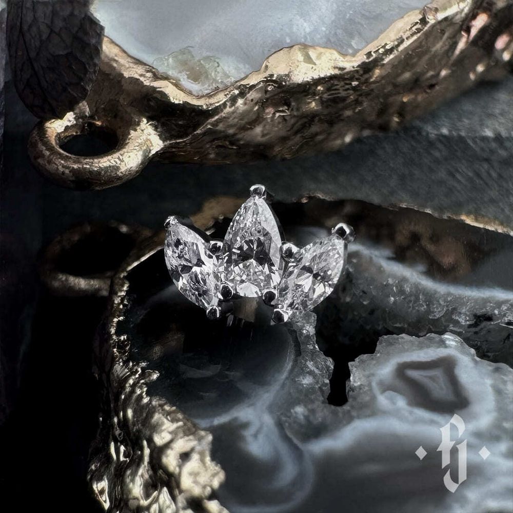 Кластер "Trin" - Белое золото - White CZ