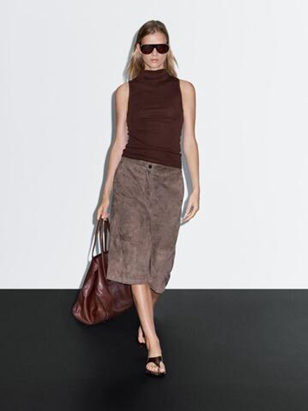 Massimo Dutti Топ из 100% хлопка с воротником, бургунди