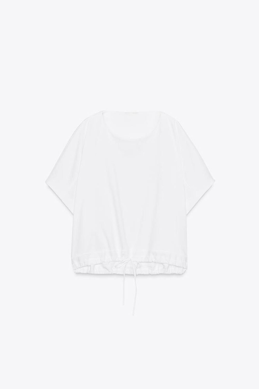 ZARA ХЛОПКОВАЯ ФУТБОЛКА С ЗАВЯЗКАМИ, БЕЛЫЙ