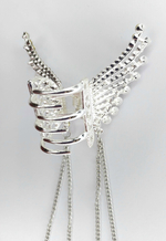 Заколка Краб. Бабочка  со стразами и жемчужными (имитация) подвесками. Цвет Серебро.