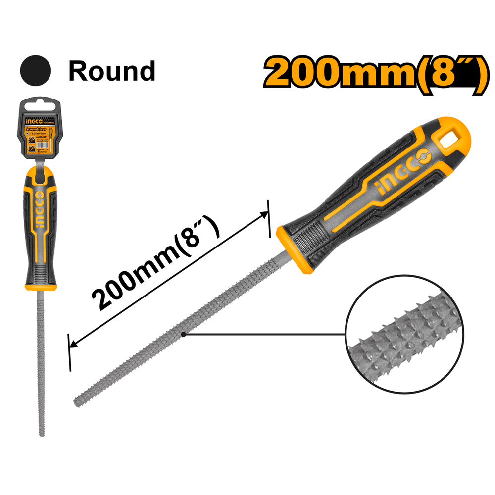 Рашпиль круглый INGCO HWRF088 INDUSTRIAL 200 мм