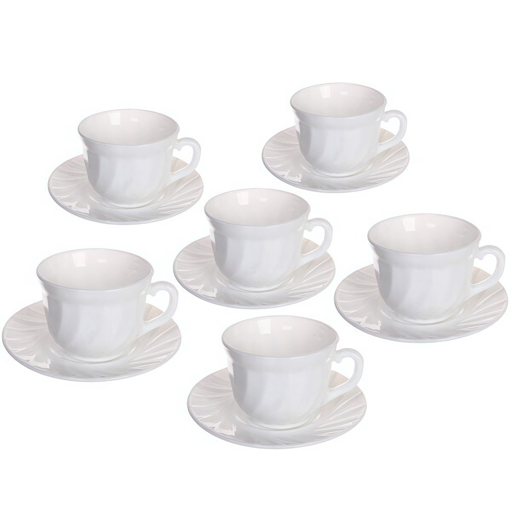 Чайный набор 12 предметов «White magic» (6кружек 190мл+6блюдец) Волна