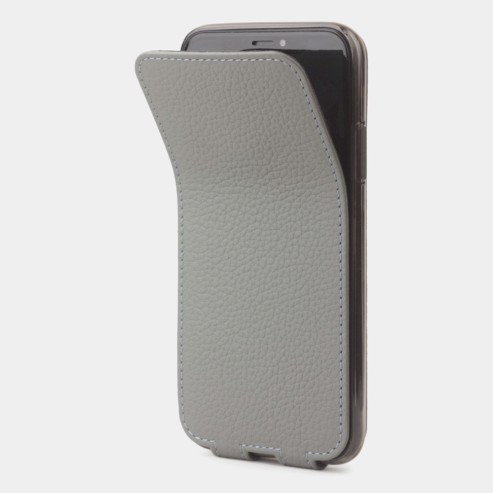 Чехол для iPhone X/XS из натуральной кожи теленка, серого цвета