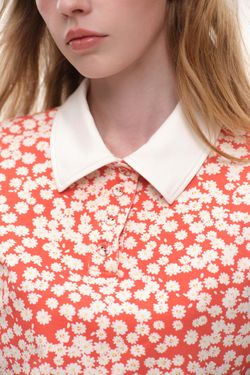 Поло с цветочным принтом (Flower Power), красное