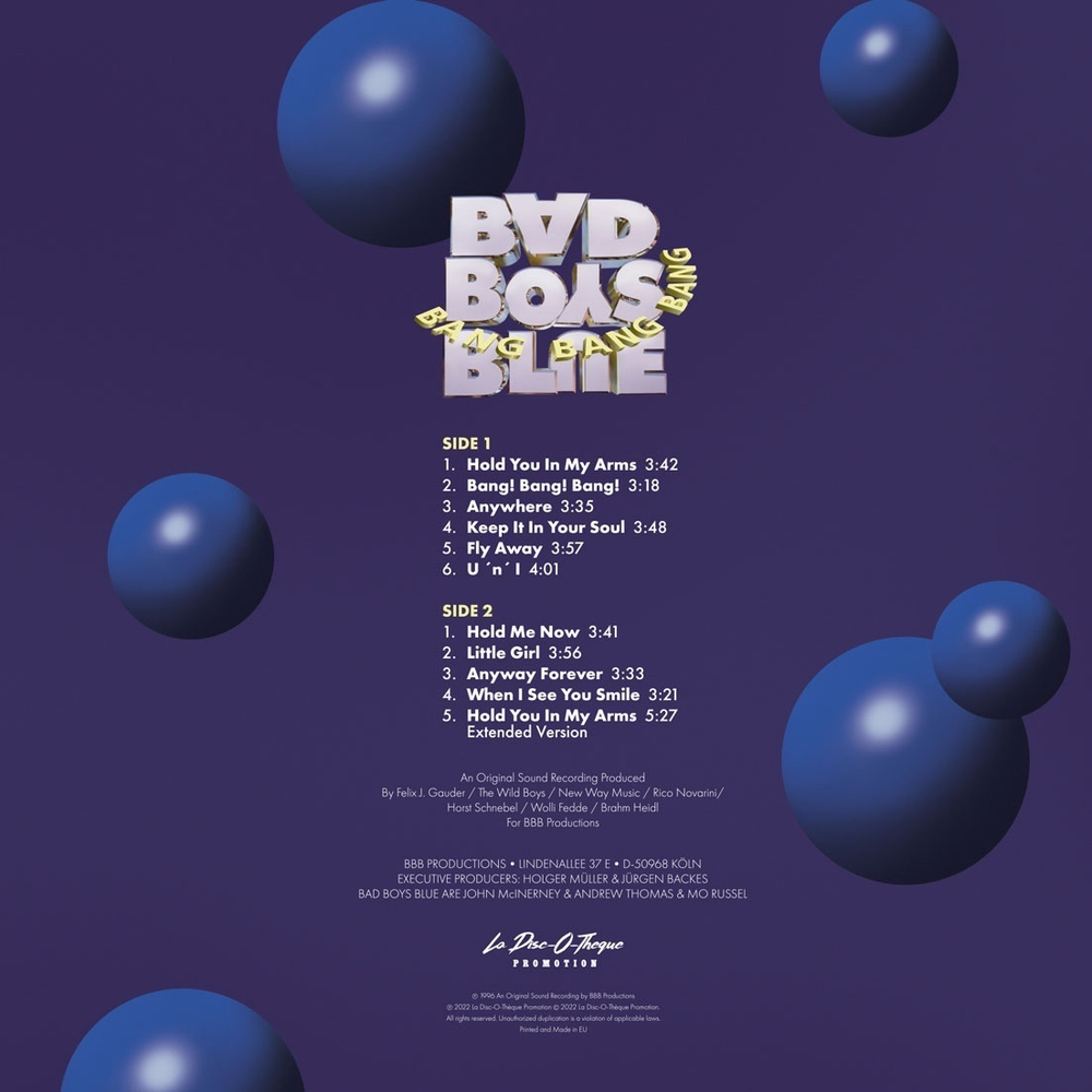 LP: Bad Boys Blue — «Bang! Bang! Bang!» (1996/2022) [Limited Purple Vinyl]