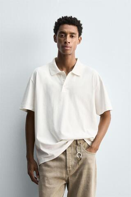 ZARA ПОЛО REGULAR FIT, ЖЕЛТОВАТО-БЕЛЫЙ