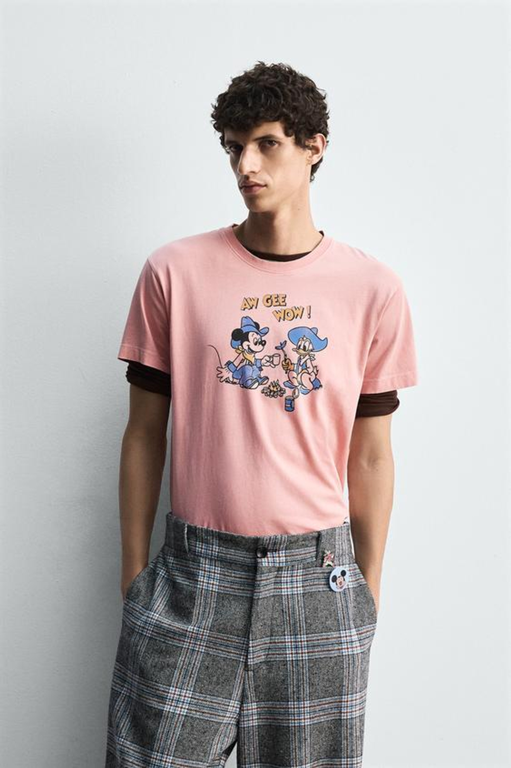 ZARA HARRY LAMBERT X DISNEY ФУТБОЛКА MICKEY + DONALD, ПАСТЕЛЬНО-РОЗОВЫЙ