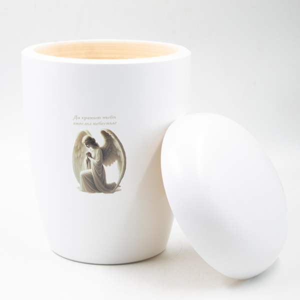 Урна для праха биоразагаемая "Эдем" белая Ангел